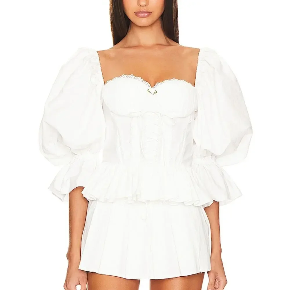 Nana Jacqueline Romantic White Maddie Lace Blouse Size XS